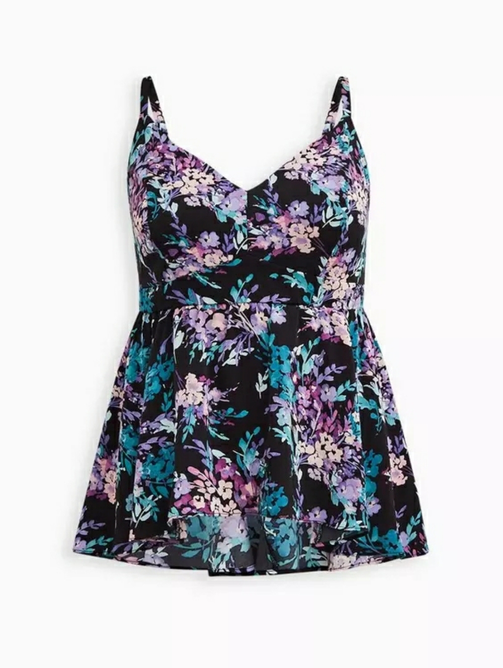Torrid Crepe Peplum Top Floral Black